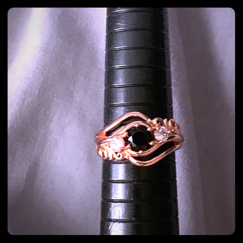 Sapphire and diamond silver ring